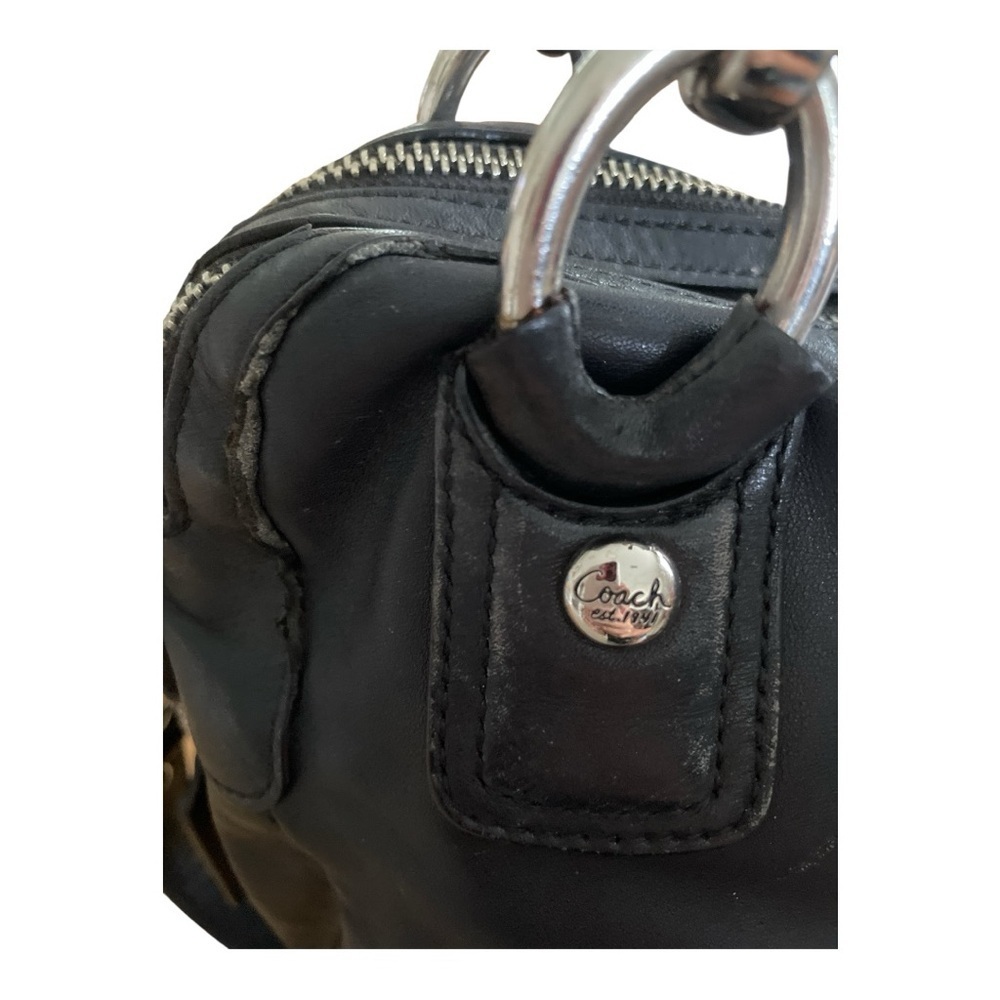 Coach Kristen Black Leather Satchel Shoulder Bag | Silver Hardware | Classic Des - Picture 3 of 11